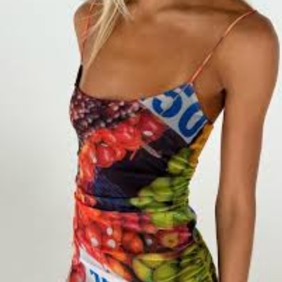 New Zara Fruit Mesh Spaghetti Strap Maxi Dress NWT Small - Picture 7 of 17